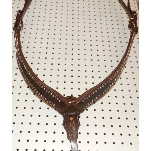 Brown Leather Breast Collar With Nickle Spots